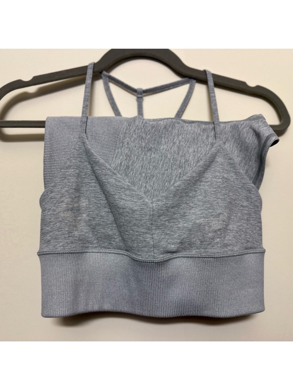 ALO Yoga Light Gray Seamless Bralette & Shorts Set